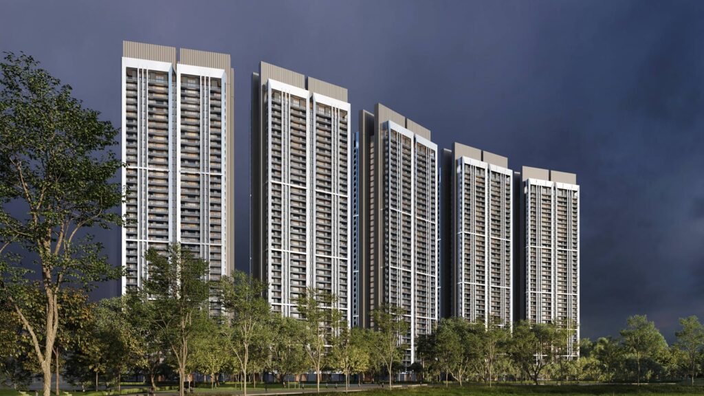 Modern high-rise residential towers exterior view