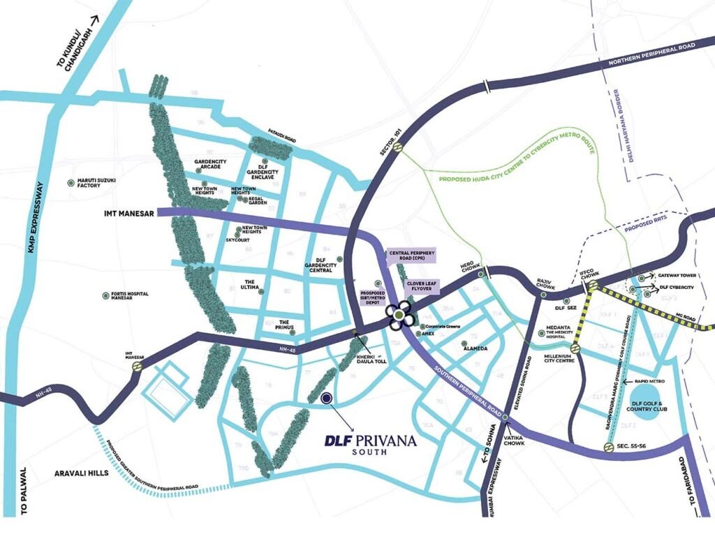 DLF Privana South location map Gurgaon